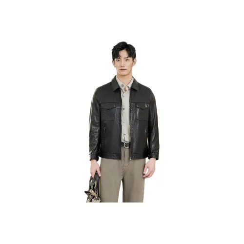 SHOUWANG Натуральная кожа Куртка Одиночная кожа Мужская