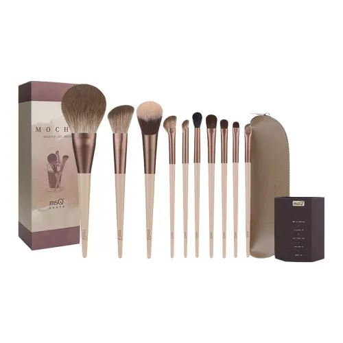 MSQ Бренд New Upgraded 10 шт Мокко Натуральный мех Кисти для макияжа