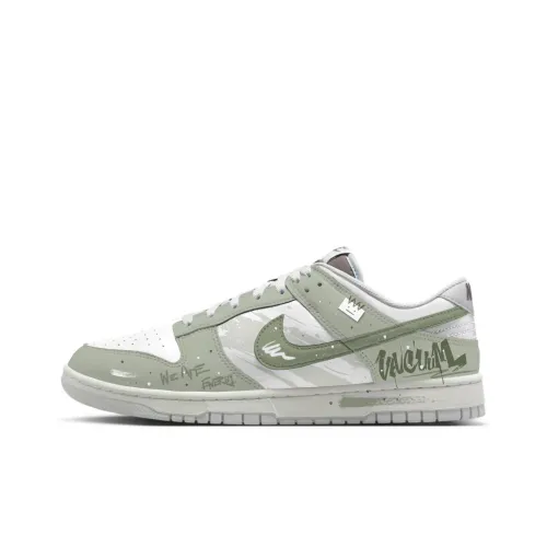 Nike Dunk Abrasion Resistant Низкие Кроссовки для скейтбординга Унисекс Белый Зеленый