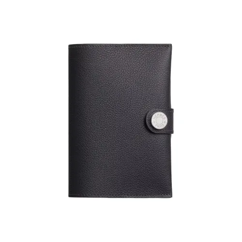 HERMES R.M.S Кожа Evercolor Держатель для паспорта Мужской 3Y Кабан Черный Твид и Темно-синий