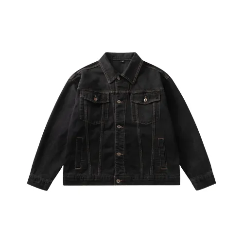 J.F.U Оригинальный Черный Деним Мужские Джинсовые Куртки