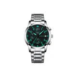 Серебряный корпус, зеленый циферблат, стальной браслет [включает ремень]