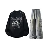 Чёрный с флисовой подкладкой + жёлтые грязные джинсы