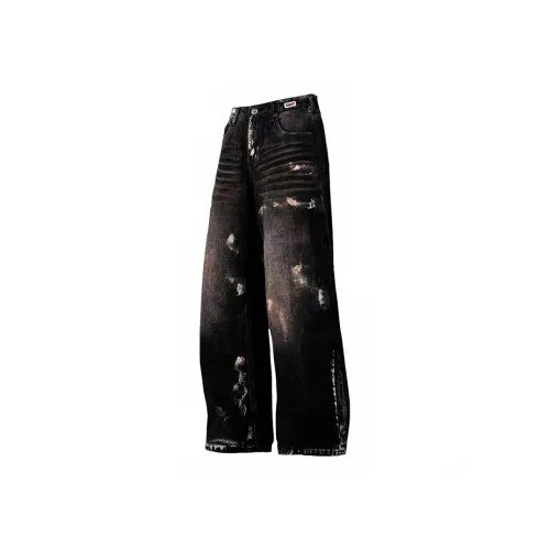 VNHP Черный Серый Цвет Унисекс Джинсы