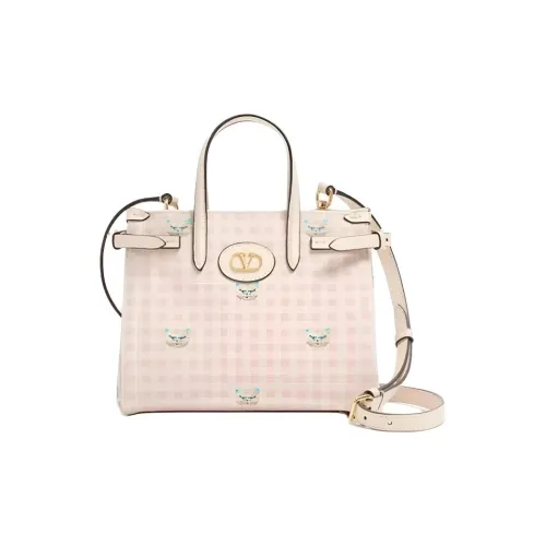Valentino Garavani Холст Тоут Сумка Сумка для покупок Сумка Маленькая Женская Розовая и Айвори Белая