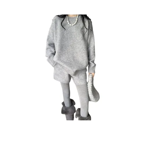 ONENINE34PM Серый Свитер + Шорты Женские Наборы для подруг