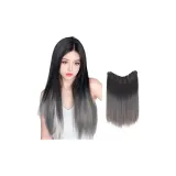 Коричнево-черный градиентный гранни серый - прямые волосы