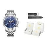 Стальной браслет, натуральный синий [Роскошная коробка + кожаный ремешок]