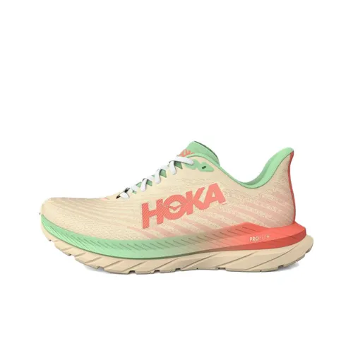 HOKA ONE ONE Mach 5 противоскользящие устойчивые к истиранию дышащие низкие беговые кроссовки женские желто-розовые
