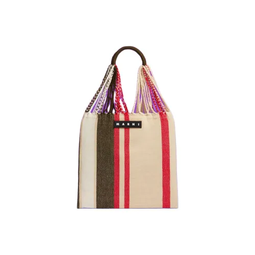MARNI Ткань Hammock Сумка Плечевая Сумка Сумка Маленькая Женская Красная Умбра и Айвори Белый