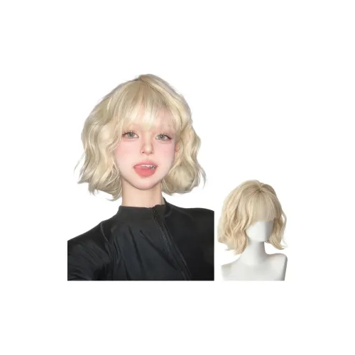 YOUXI Белый Золото Перука для Женщин с Короткими Волосами Лолита Повседневный Завитый Укладка
