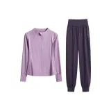 Розовый Фиолетовый Длинный рукав Двухкомпонентный комплект (Фиолетовые штаны)