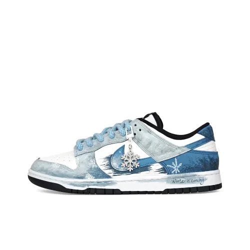 Nike Dunk Амортизация Износостойкие Низкие Кроссовки для Скейтбординга Унисекс Синий Белый Серый