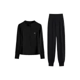 Черный комплект из двух предметов с длинными рукавами (черные штаны)