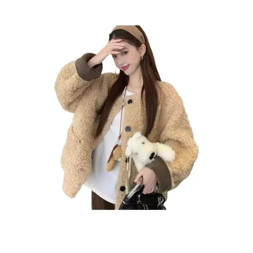 YICHAI Абрикос Лайнер Замша Женская Меховая Одежда