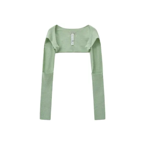 MATIN KIM BOLERO KNIT MUFFLER в светло-зеленом трикотажном женском