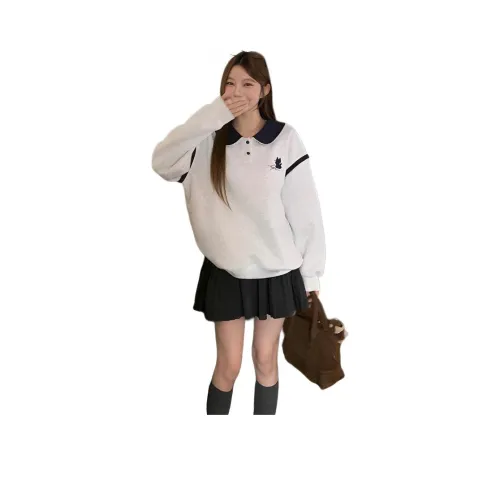 Langqing Белый Серый Женский Свитшот