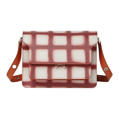 Marni Основная часть Телячья кожа Сумка через плечо Средний Женский Красно-белый Клетчатый