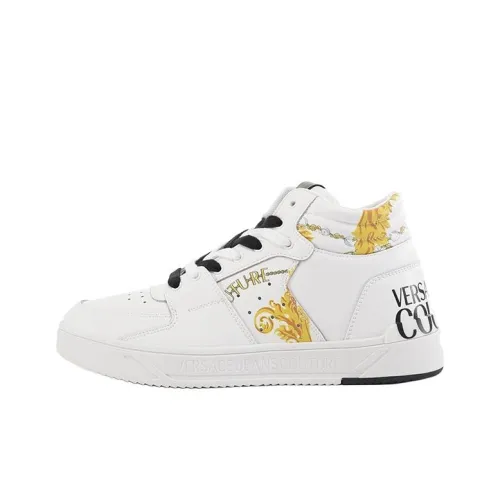 VERSACE JEANS COUTURE Высокие кроссовки для скейтбординга Мужские Белое золото