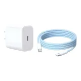 30W-Зарядное устройство Apple + Синий Dual C Вязаный кабель 2м