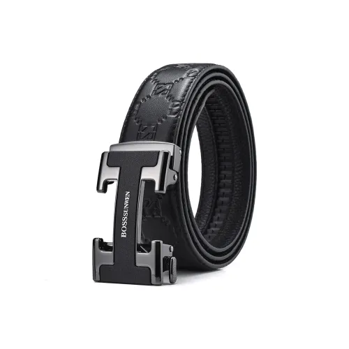 BOSSSUNWEN Телесная коровья кожа Автоматическая застежка Ремень Мужской 3,5 см