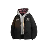 Чёрный с серой сетчатой капюшоном