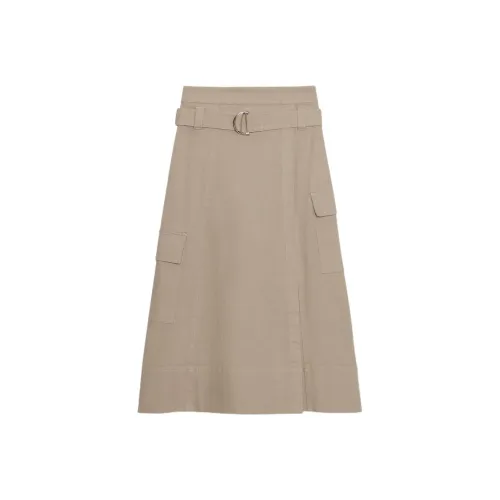 ZARA Песочный Женские Повседневные Длинные Юбки