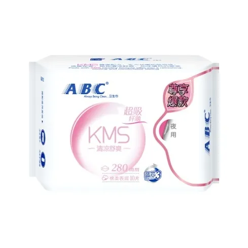 ABC Тонкие и Мягкие Ночные Гигиенические Прокладки 280 мм Удобные Дружественные к Коже с Быстрым Отводом