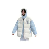 Синий хлопковый пуховик