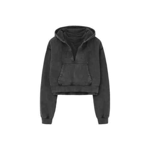 MATIN KIM Вымытый Crop HOODY В Свитшоте Уголь Женская