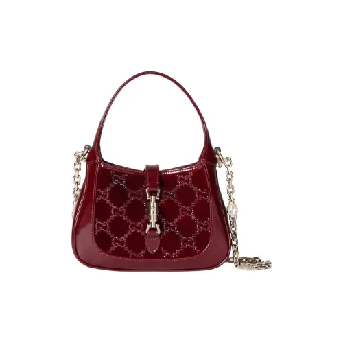 GUCCI Jackie 1961 Вельветовая сумка через плечо мини женская красная