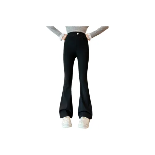 YALU Черные флисовые штаны с подкладкой для школьного возраста