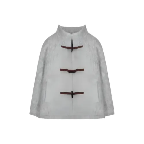 Mu Xiao Xin Серый Двойной Слой Шерстяной Пальто Женское Пальто