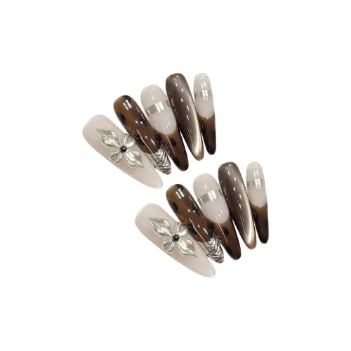 T Z [Мокко Девичий] Винтаж Дворцовый Гороховый узор Кошка's Eye Металл Искусственный Ногтей