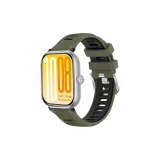 Армейский зеленый, черный, сетка, двухцветный, силикон, заклепка, пряжка, ремень + черный соединитель