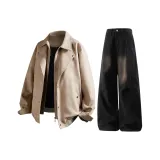 Абрикос Утеплённый + Чёрные Джинсы