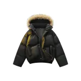 Black with a hood [Removable fur collar]  
Черный с капюшоном [Съемный меховой воротник]