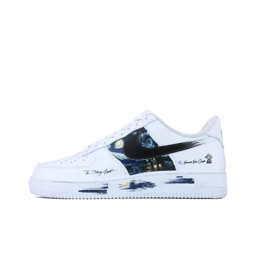Nike Air Force 1 Лунная ночь Устойчивые к истиранию Низкие Кроссовки для скейтбординга Мужские Белый Черный