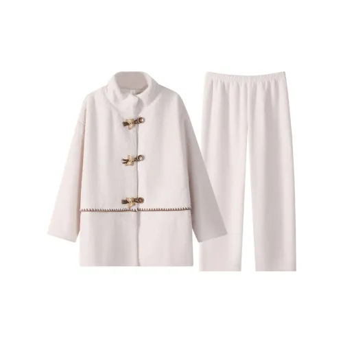 X QINGE Кремовый Абрикос [с скрытым шовером] Женские Пижамные Комплекты