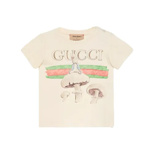 GUCCI T-рубашка 2024 Kids Early Spring Collection Серый Белый Infant и Toddler