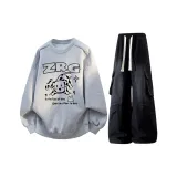 Светло-серый с флисовой подкладкой + черные джинсы