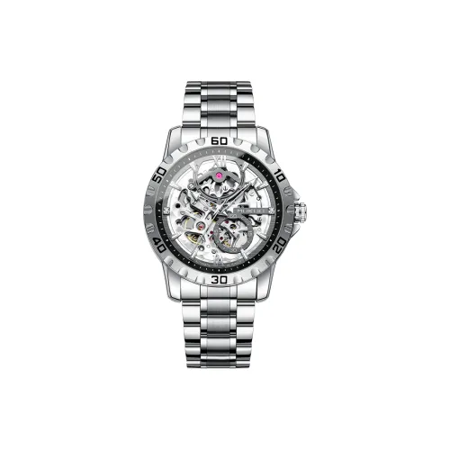 MUKUO Автоматический механический механизм ремешок из нержавеющей стали мужские часы черепной циферблат