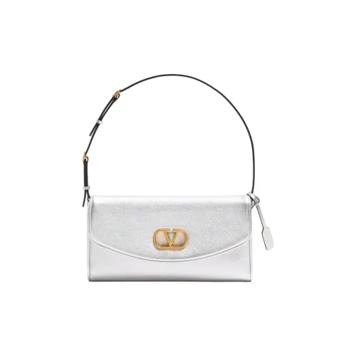 Valentino Garavani Пластик Наппа Кожа Сумка через плечо Маленькая Женская Серебряная