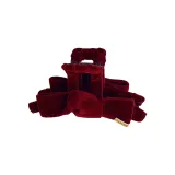 Заколка-коготь с бантом из велюра красного цвета