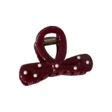 Заколка-коготь с красным и белым горошком