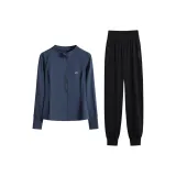 Синий комплект из двух предметов с длинным рукавом (черные штаны)