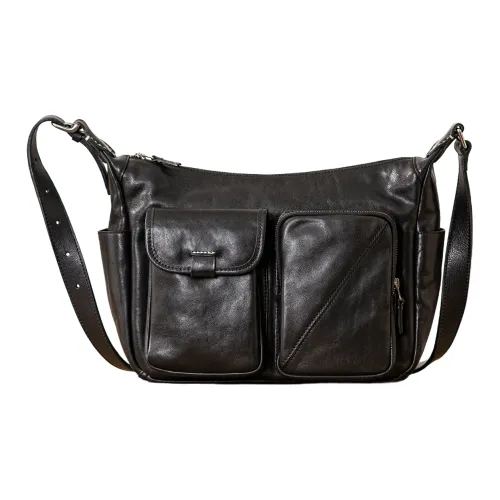 HOUBU Растительное дубление крупнозернистая текстура кожа коровы сумка через плечо большая мужская сумка на плечо