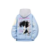 Light Blue [Тяжелый Утолщенный и С Флисовой Подкладкой Хлопковый Пуховик] (В комплекте с Высококачественным Тяжелым Белым Фотиния Свитшот)