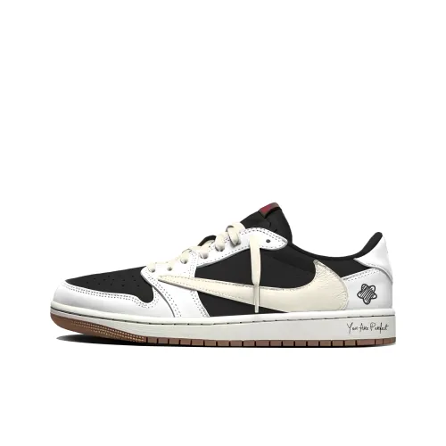 Travis Scott x Jordan Air Jordan 1 Однотонный Perfect Hook Аbrasion-Resistant Дышащий Низкий Топ