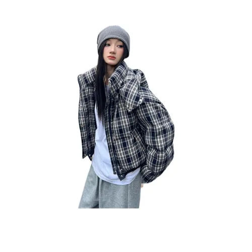 Темно-синий синий женский пуховик